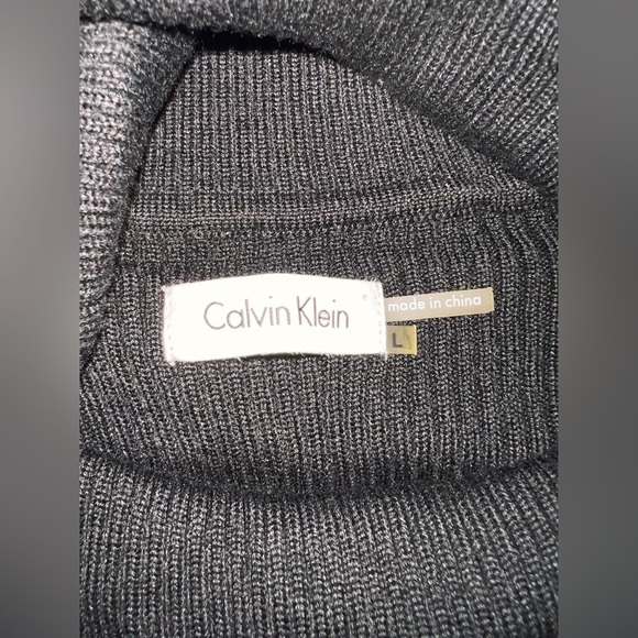 Calvin Klein Black Knit Cowl Neck Sweater Dress, size L - Picture 8 of 11